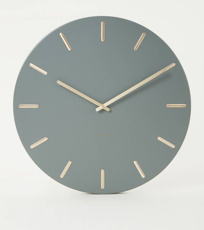 Karlsson Wandklokken Wall clock Charm steel with gold battons Groen online kopen