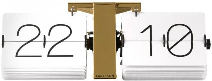Karlsson Tafelklok Flip 36 X 8,5 X 14 Cm Chroom Wit/koper online kopen