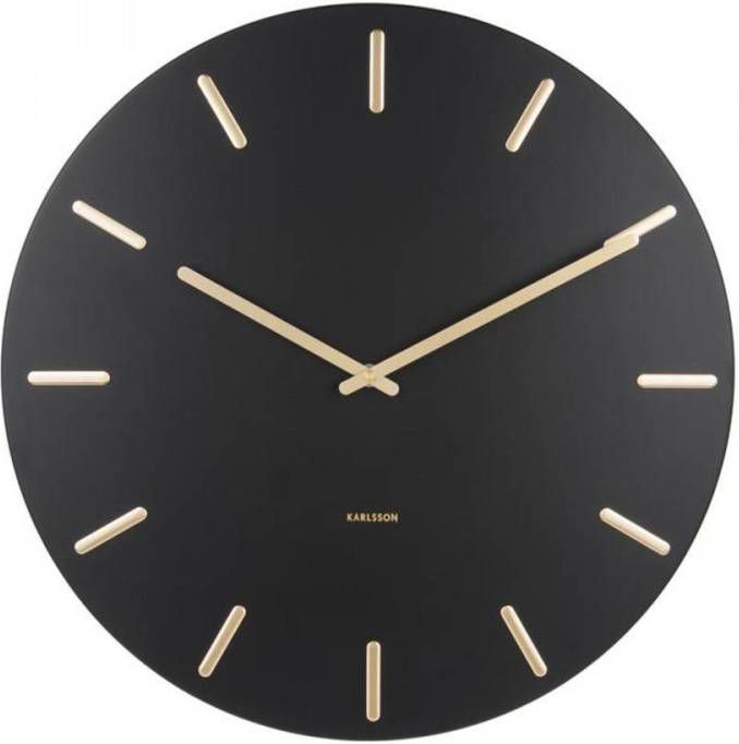 Karlsson Wandklokken Wall clock Charm steel with gold battons Zwart online kopen