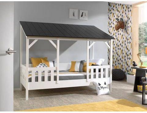 Vipack Bed Huisbed Inclusief 3 Dakpanelen 90 x 200 cm wit/zwart online kopen