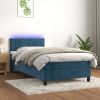 VidaXL Boxspring Met Matras En Led Fluweel Donkerblauw 80x200 Cm online kopen