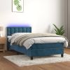 VidaXL Boxspring Met Matras En Led Fluweel Donkerblauw 80x200 Cm online kopen