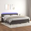 VidaXL Boxspring Met Matras En Led Fluweel Donkergrijs 200x200 Cm online kopen
