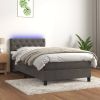 VidaXL Boxspring Met Matras En Led Fluweel Donkergrijs 80x200 Cm online kopen