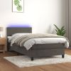 VidaXL Boxspring Met Matras En Led Fluweel Donkergrijs 80x200 Cm online kopen
