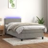 VidaXL Boxspring Met Matras En Led Fluweel Lichtgrijs 80x200 Cm online kopen