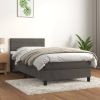 VidaXL Boxspring Met Matras Fluweel Donkergrijs 80x200 Cm online kopen