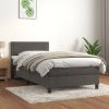 VidaXL Boxspring Met Matras Fluweel Donkergrijs 80x200 Cm online kopen