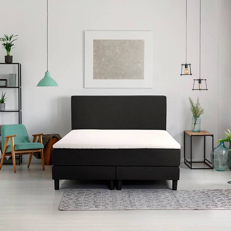 Beter Bed Basic Box Ambra Vlak Met Gestoffeerd Matras 140 x 200 cm zwart online kopen