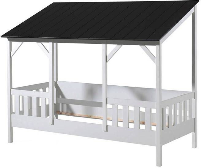 Vipack huisbed met zwart dak wit 90x200 cm Leen Bakker online kopen